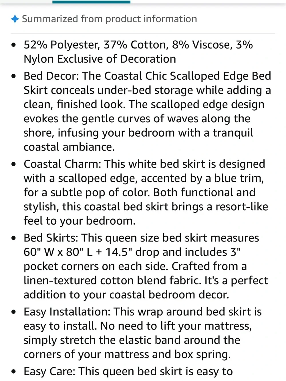 Lush White Scalloped Bedskirt with Tag